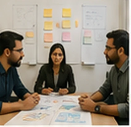Workshop with stakeholders around a table