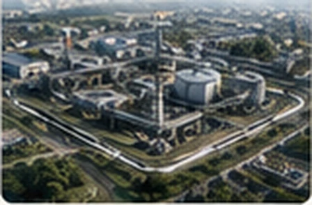 Modelled industrial site with perimeter and critical assets for drone vulnerability assessment