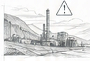 Sketch of an industrial site with a risk warning, understanding operational context